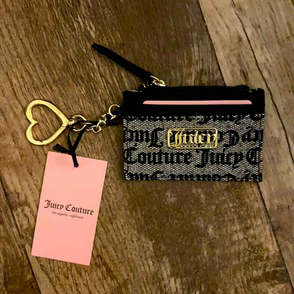 NWT Juicy Couture Gray & Black Statement Card Case